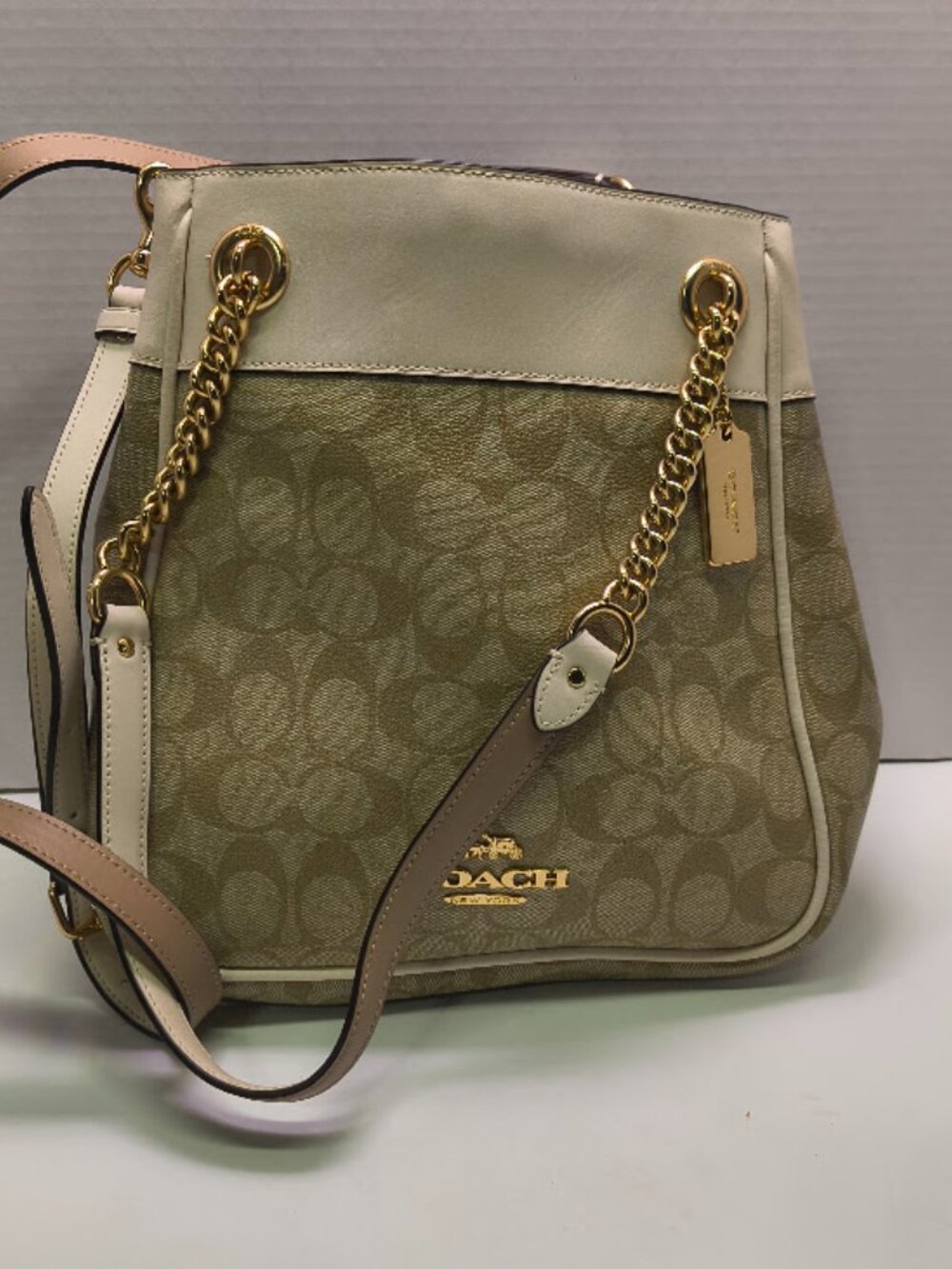 Coach C8152 Cammie Chain Bucket Bag In Signature Canvas Smooth Leather - Picture 2 of 15